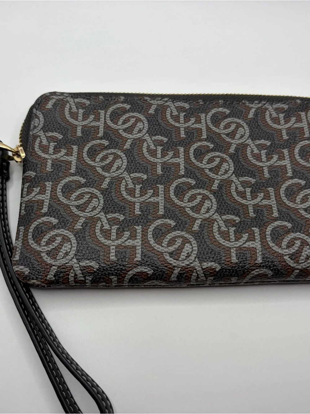 Coach Brown & Black Signature Wristlet Clutch